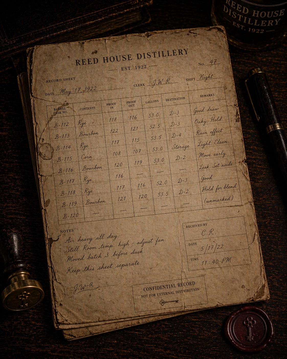 A record sheet